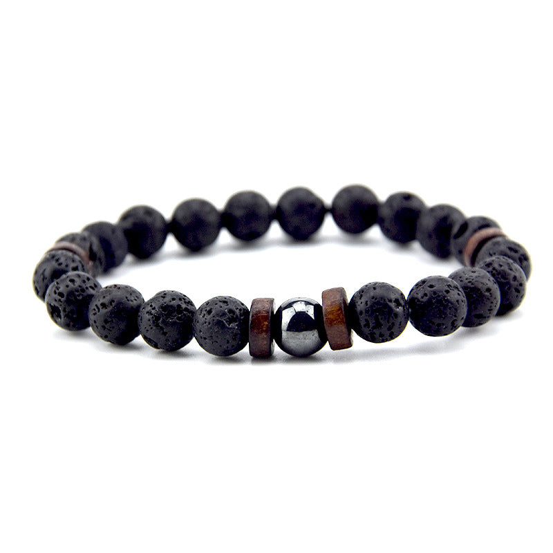 Women's & Men's Volcanic Rock Wooden Beads Stone Energy Bracelets