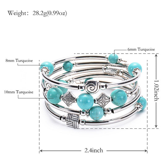 Women's Natural Turquoise Winding Volcanic Rock Blue Bracelets