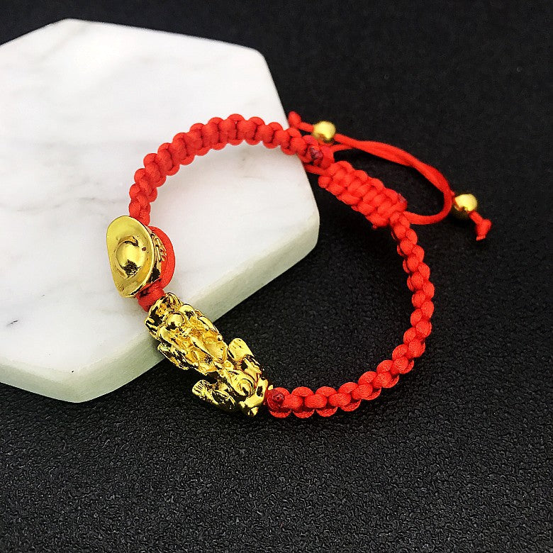 Women's & Men's Woven Ingot Red Rope Money Beads Bracelets