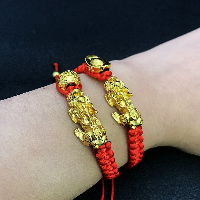 Women's & Men's Woven Ingot Red Rope Money Beads Bracelets