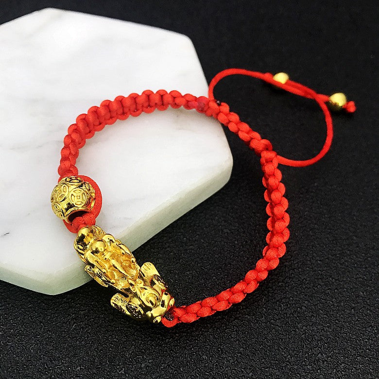 Women's & Men's Woven Ingot Red Rope Money Beads Bracelets