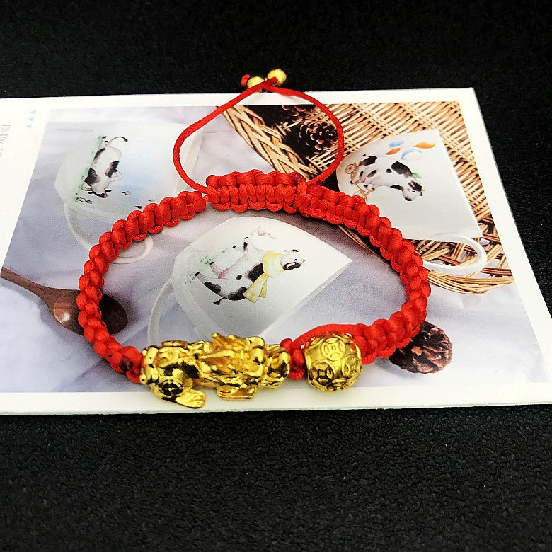Women's & Men's Woven Ingot Red Rope Money Beads Bracelets