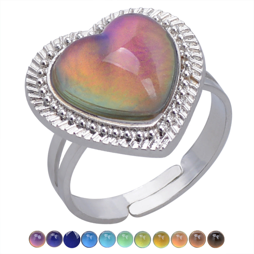 Women's Fashion Charm Opening Retro Gem Temperature Rings