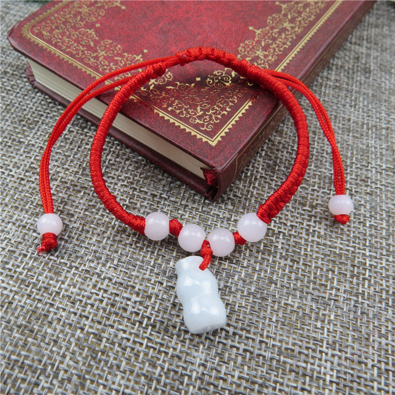 Women's & Men's Hand-woven Natural Jade Red Rope Stall Bracelets