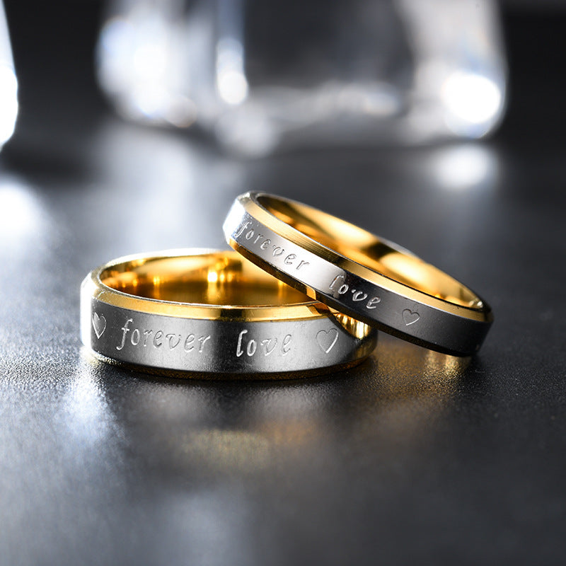 Fashion Beveled Golden Couple Eternal Source Rings