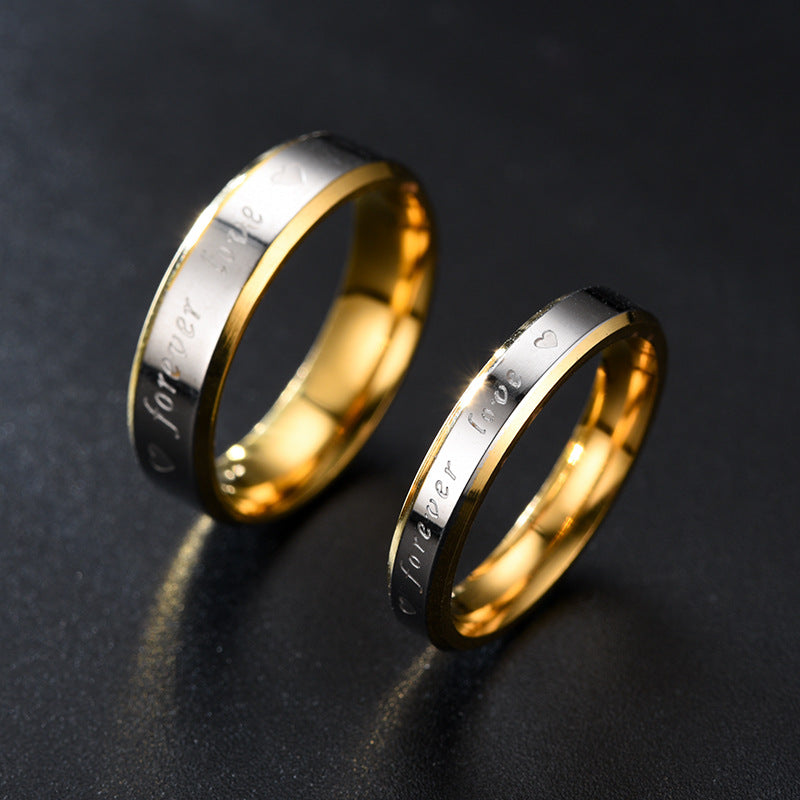 Fashion Beveled Golden Couple Eternal Source Rings