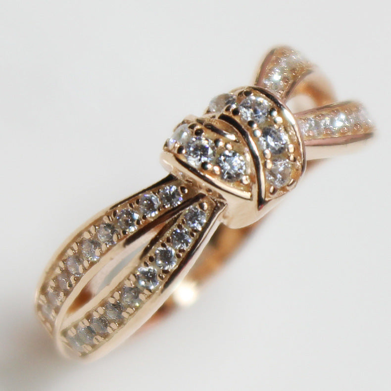 Rose Gold Full Diamond Knot Female Rings