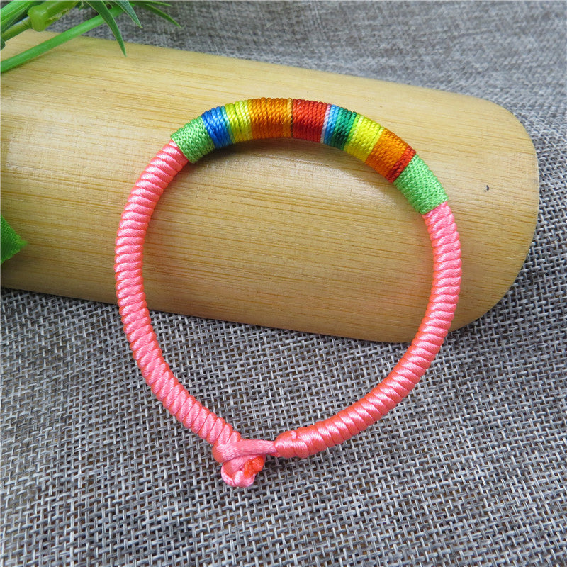 Sier Longevity Lock Colorful Rope Copper Bell Pineapple Bracelets