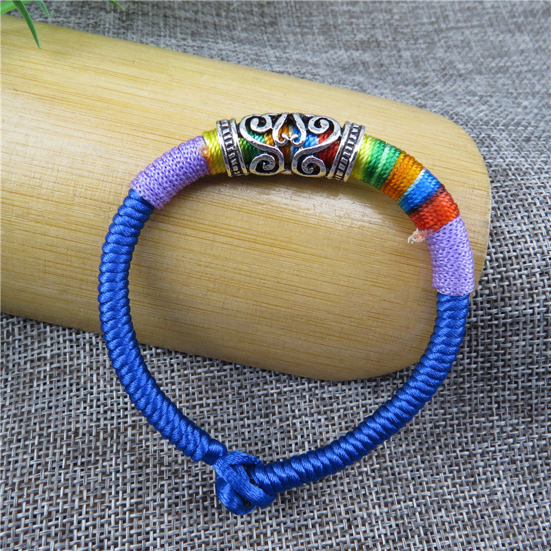 Sier Longevity Lock Colorful Rope Copper Bell Pineapple Bracelets