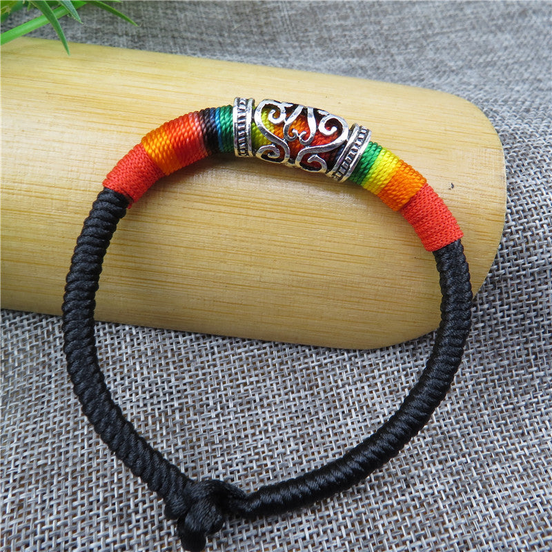 Sier Longevity Lock Colorful Rope Copper Bell Pineapple Bracelets