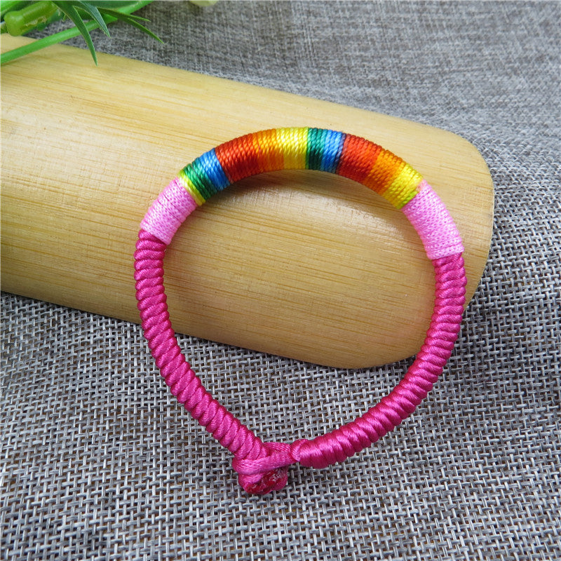 Sier Longevity Lock Colorful Rope Copper Bell Pineapple Bracelets