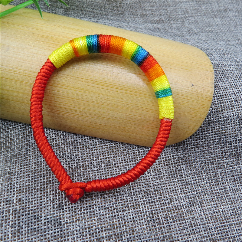 Sier Longevity Lock Colorful Rope Copper Bell Pineapple Bracelets