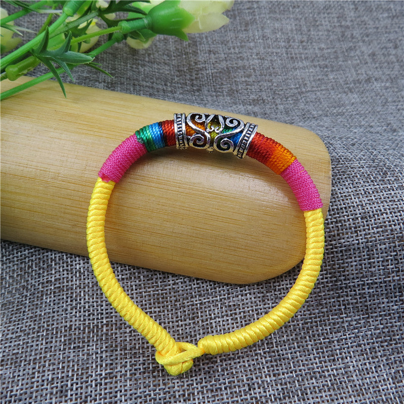 Sier Longevity Lock Colorful Rope Copper Bell Pineapple Bracelets