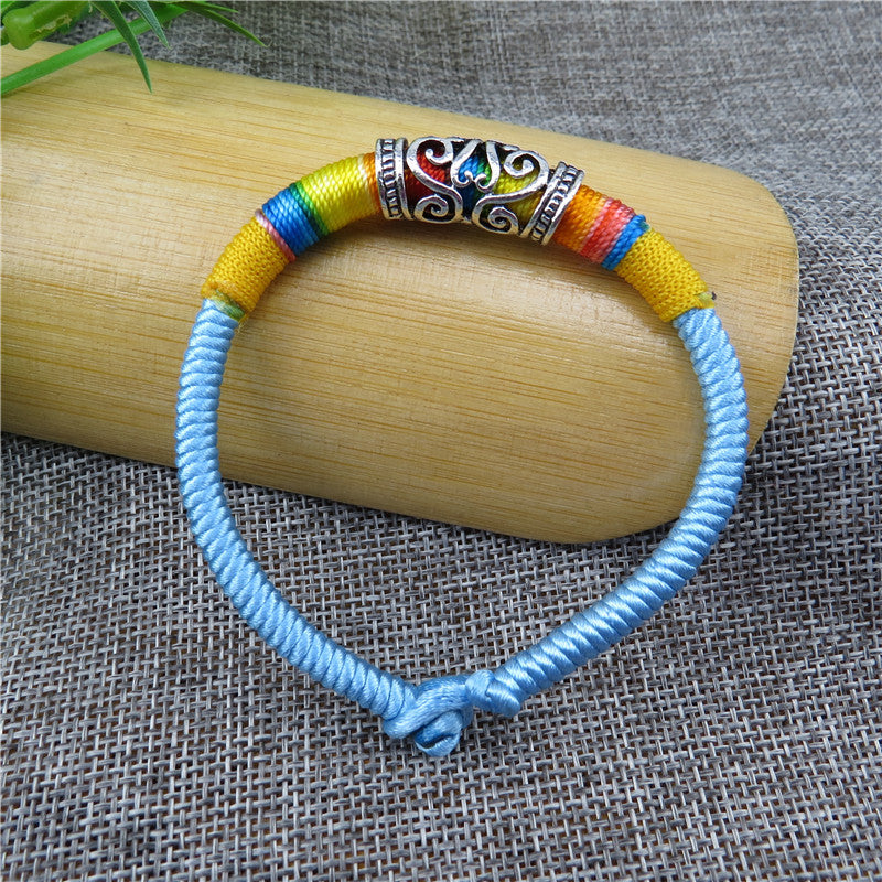 Sier Longevity Lock Colorful Rope Copper Bell Pineapple Bracelets