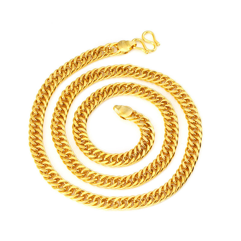 Men's Accessories Glossy Double Buckle Gold Plated Necklaces