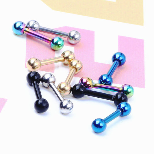 Ke Ornament Simple Dumbbell Ball Titanium Earrings
