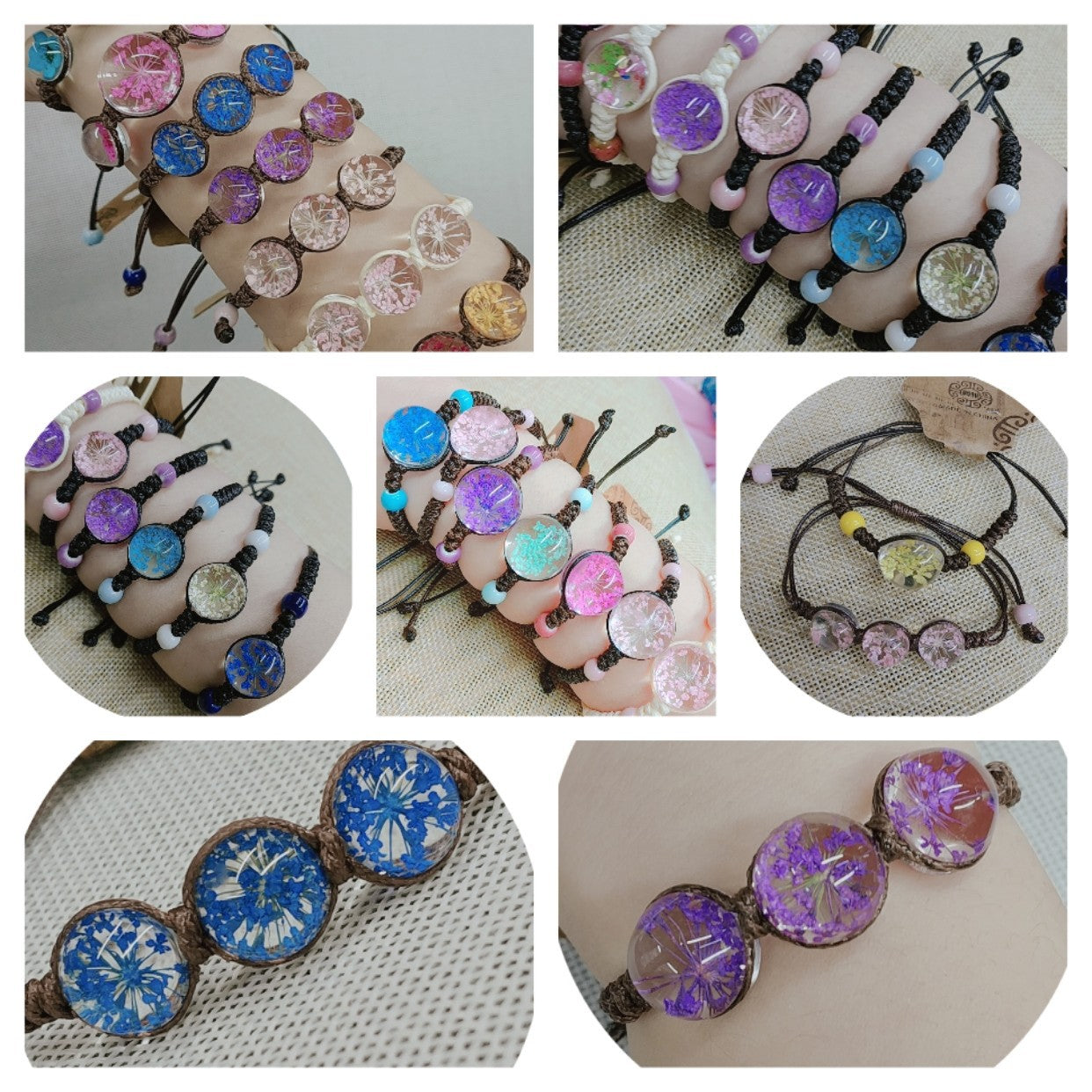 Simplicity Rope Scenic Spot Hand-woven Amber Dried Flower Bracelets