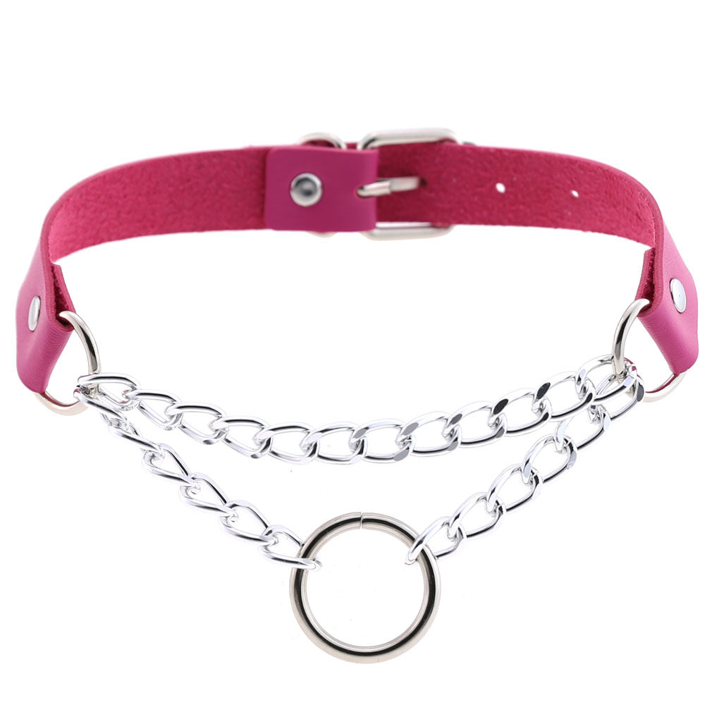 Fashion Leather Neckband Punk Street Shot Chain Neck Necklaces