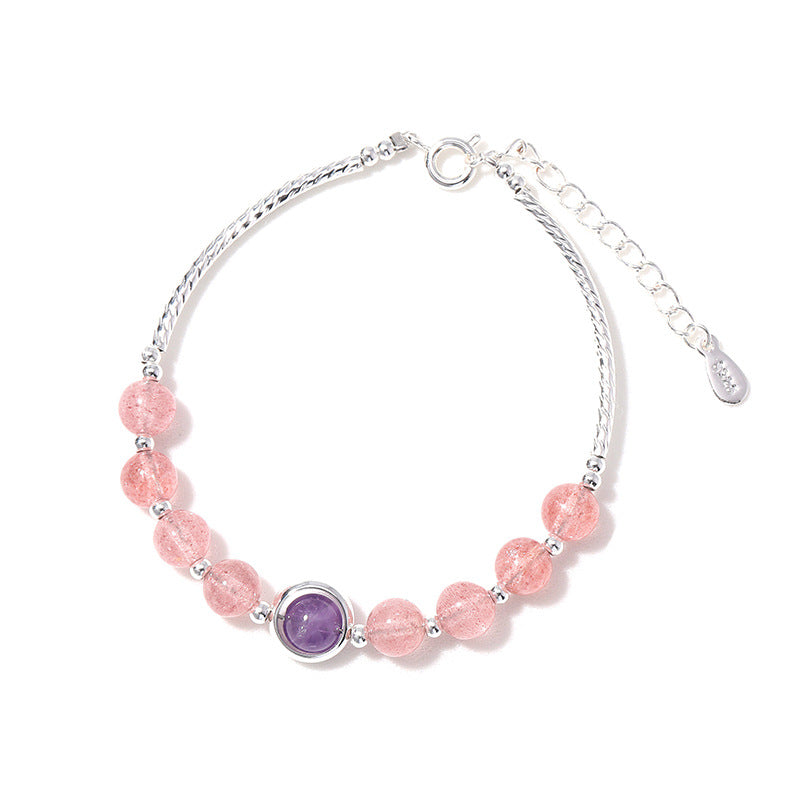 Strawberry Quartz Female Amethyst Temperament Crystal Bracelets
