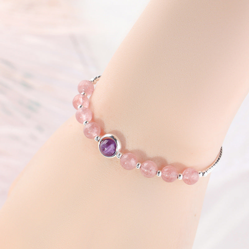 Strawberry Quartz Female Amethyst Temperament Crystal Bracelets