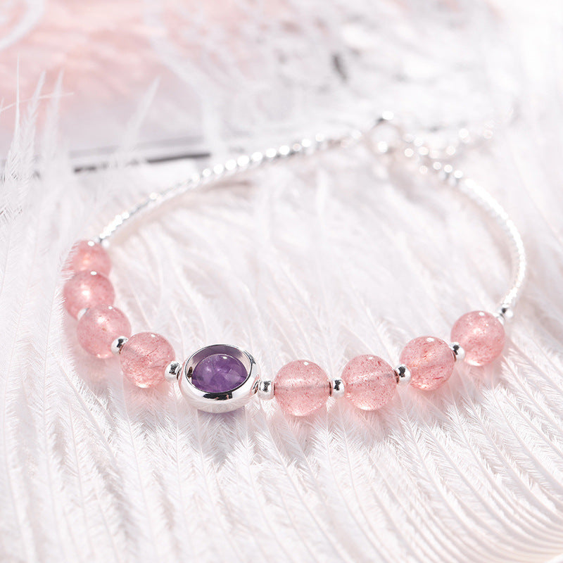 Strawberry Quartz Female Amethyst Temperament Crystal Bracelets
