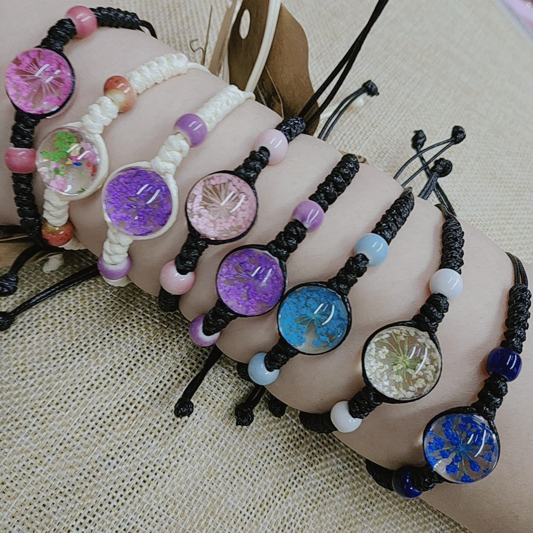 Simplicity Rope Scenic Spot Hand-woven Amber Dried Flower Bracelets