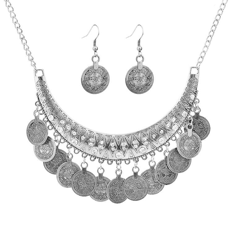 Fashion Metal Simple Punk Coin Suite Earrings