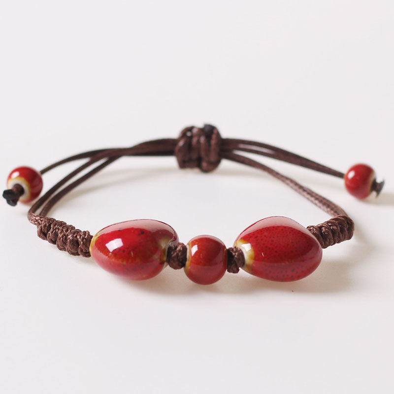 Decoration Simple Personality Flower Glaze Lovely Beads Woven Adjustable Bracelets