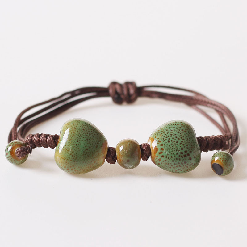 Decoration Simple Personality Flower Glaze Lovely Beads Woven Adjustable Bracelets