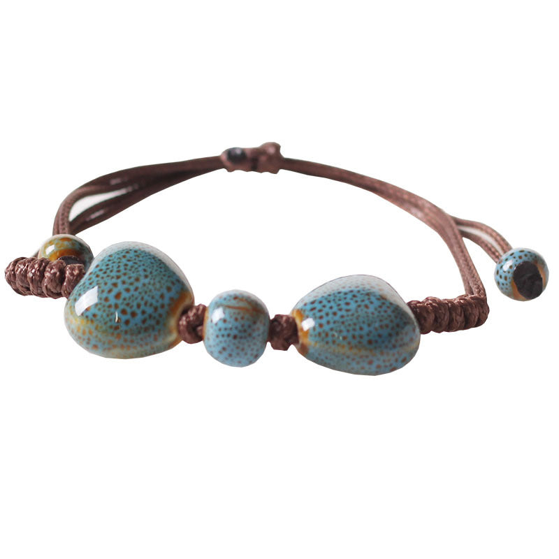 Decoration Simple Personality Flower Glaze Lovely Beads Woven Adjustable Bracelets