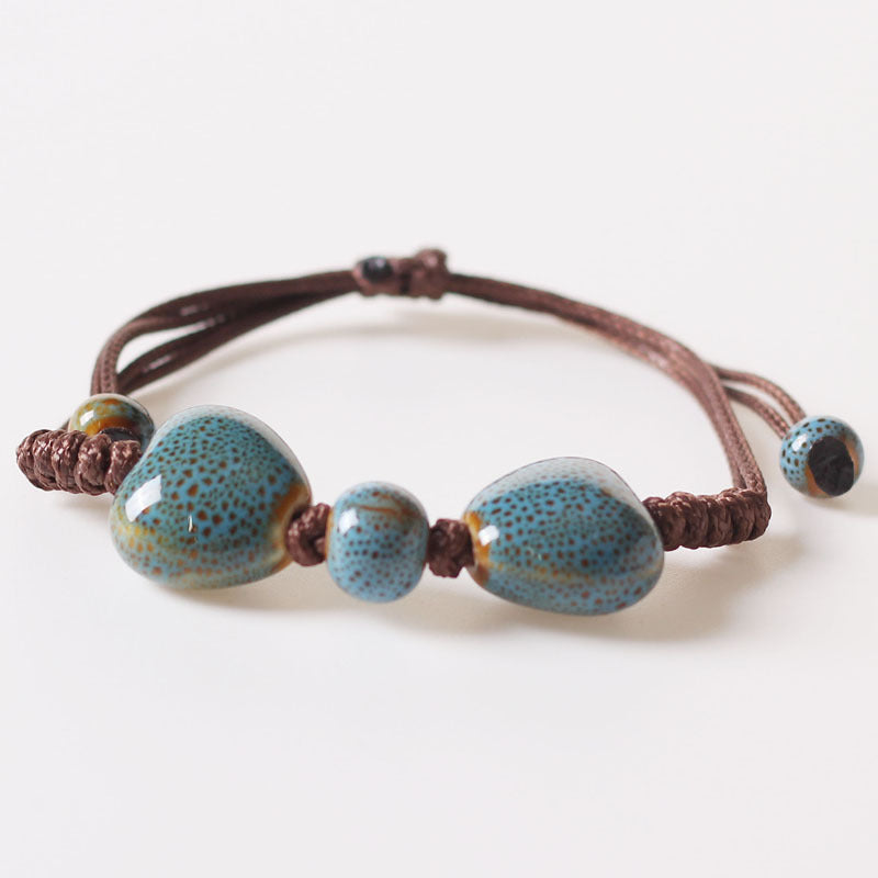 Decoration Simple Personality Flower Glaze Lovely Beads Woven Adjustable Bracelets