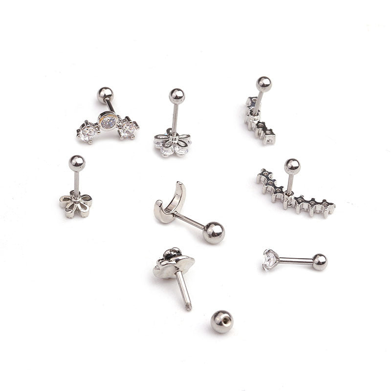 Small Ear Thread Flower Bone Body Earrings