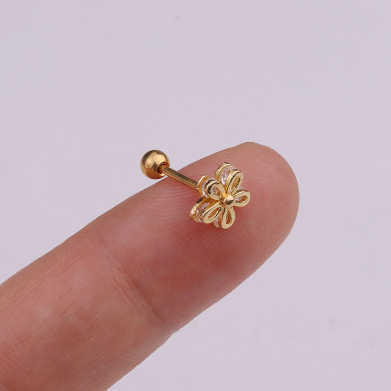 Small Ear Thread Flower Bone Body Earrings