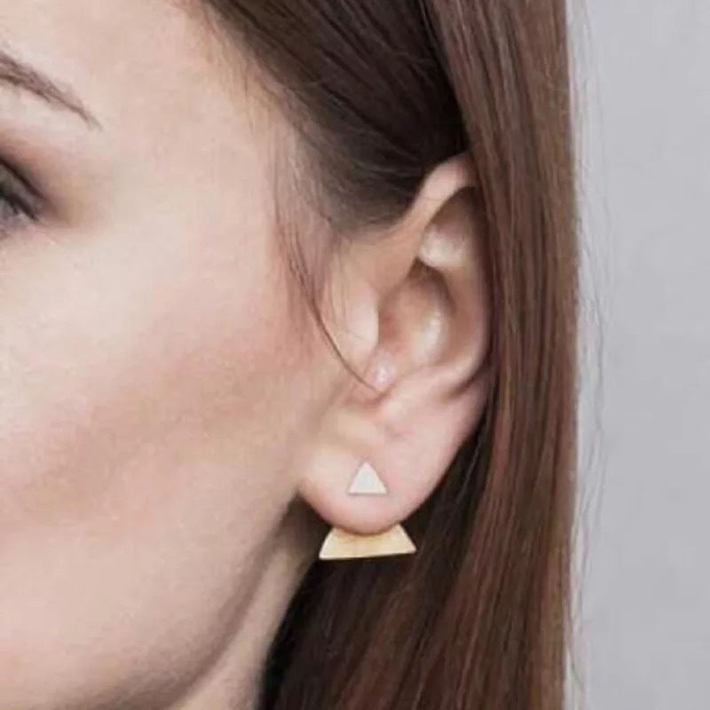 Women's Geometric Square Round Titanium Steel Gold Plated Earrings