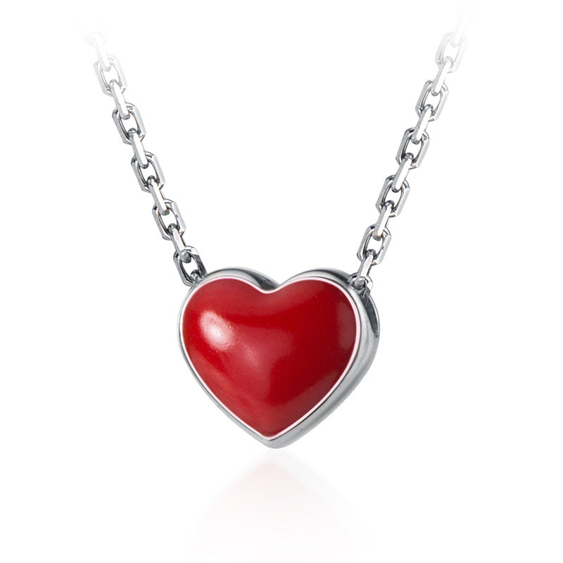 Women's Sier Mori Artistic Red Heart Sweet Necklaces
