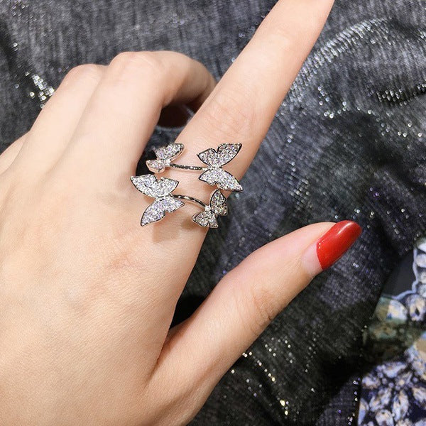 Adjustable Opening Butterfly Female Index Finger Rings