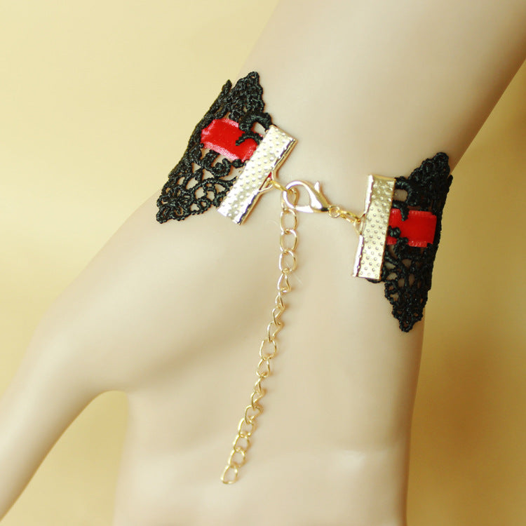 Women's Lace Simple Ribbon Fabric Fashion Commuter Crystal Bead Bracelets