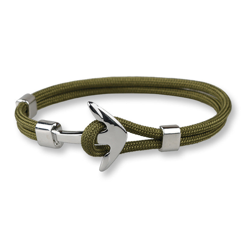 Men's Aircraft Head Trend Boat Anchor Polyester Bracelets