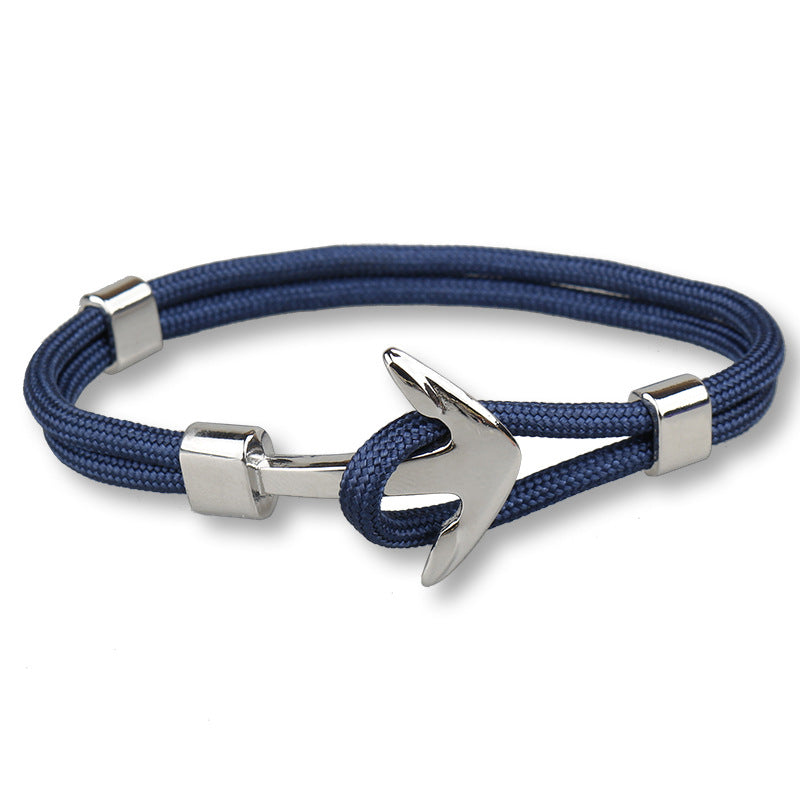Men's Aircraft Head Trend Boat Anchor Polyester Bracelets