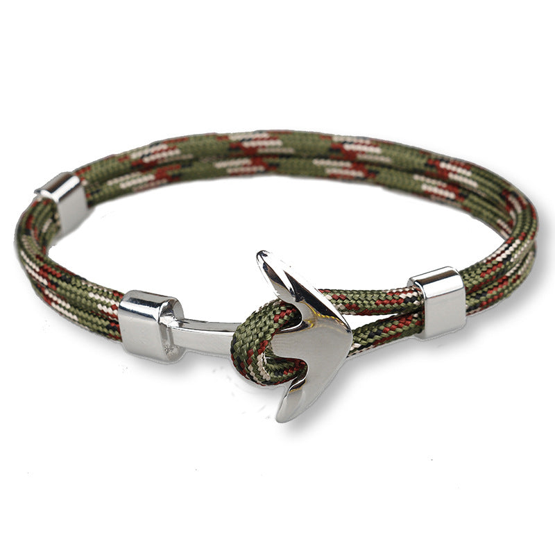 Men's Aircraft Head Trend Boat Anchor Polyester Bracelets