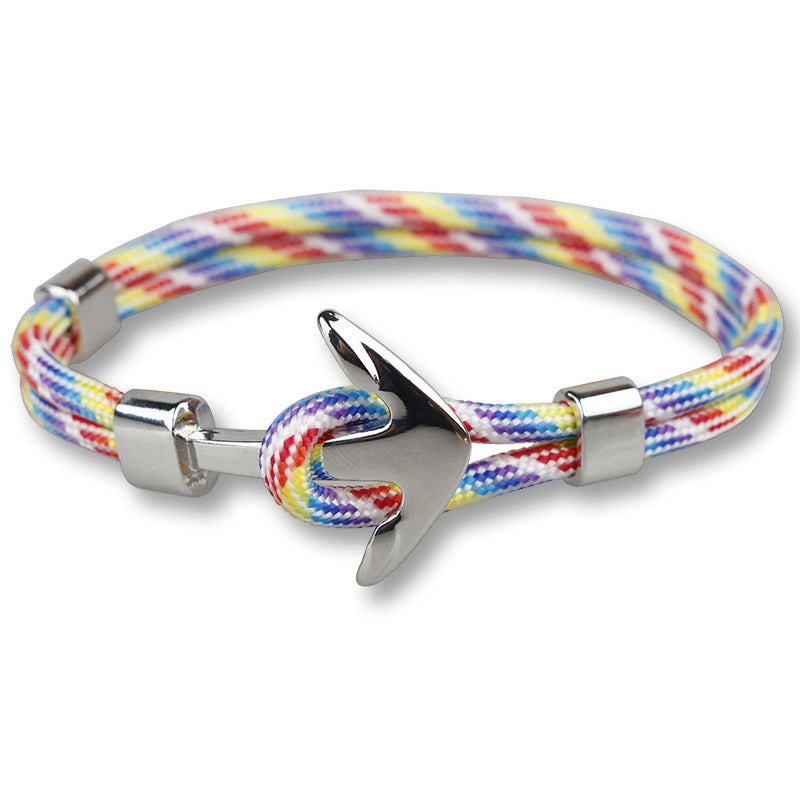 Men's Aircraft Head Trend Boat Anchor Polyester Bracelets