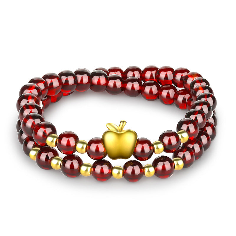 Women's Natural Claret Garnet Pi Gold Hard Bracelet
