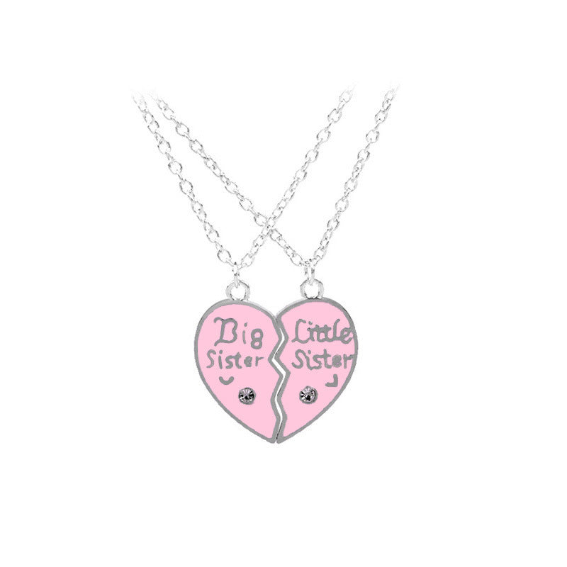 Good Friend Female Stitching Letter Diamond Heart Necklaces
