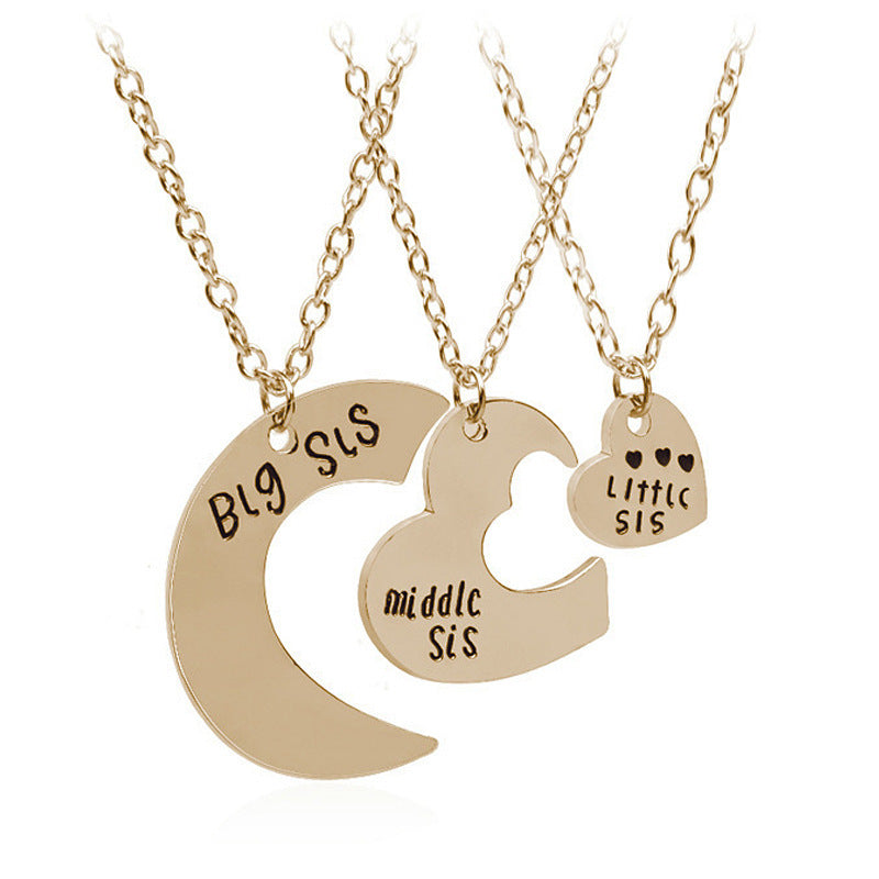 Good Friend Female Stitching Letter Diamond Heart Necklaces