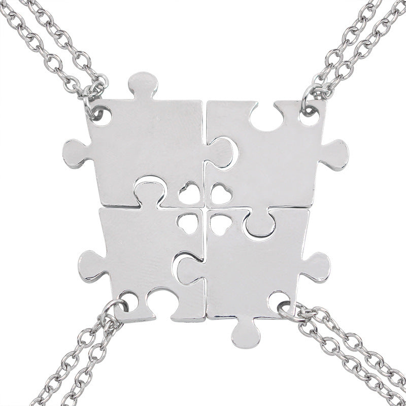 Good Friend Female Stitching Letter Diamond Heart Necklaces