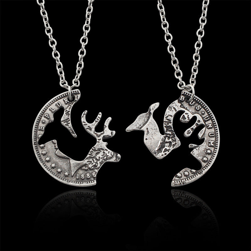 Good Friend Female Stitching Letter Diamond Heart Necklaces