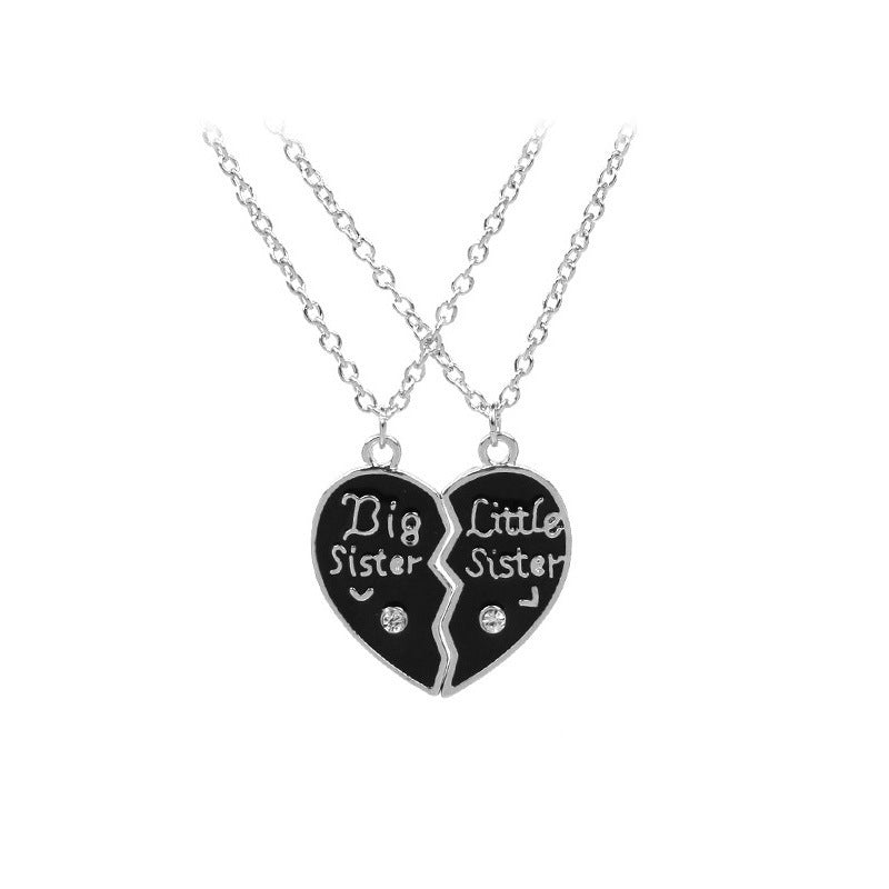 Good Friend Female Stitching Letter Diamond Heart Necklaces