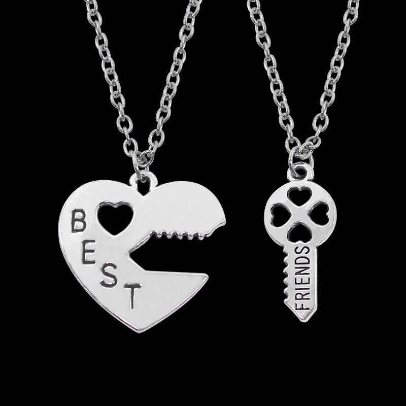 Good Friend Female Stitching Letter Diamond Heart Necklaces