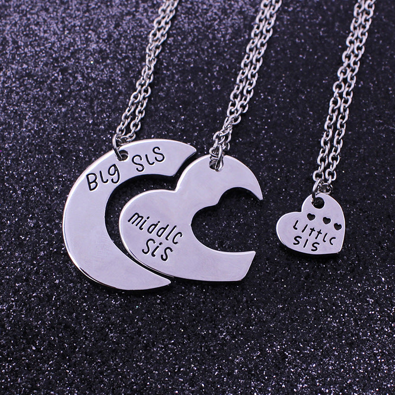 Good Friend Female Stitching Letter Diamond Heart Necklaces