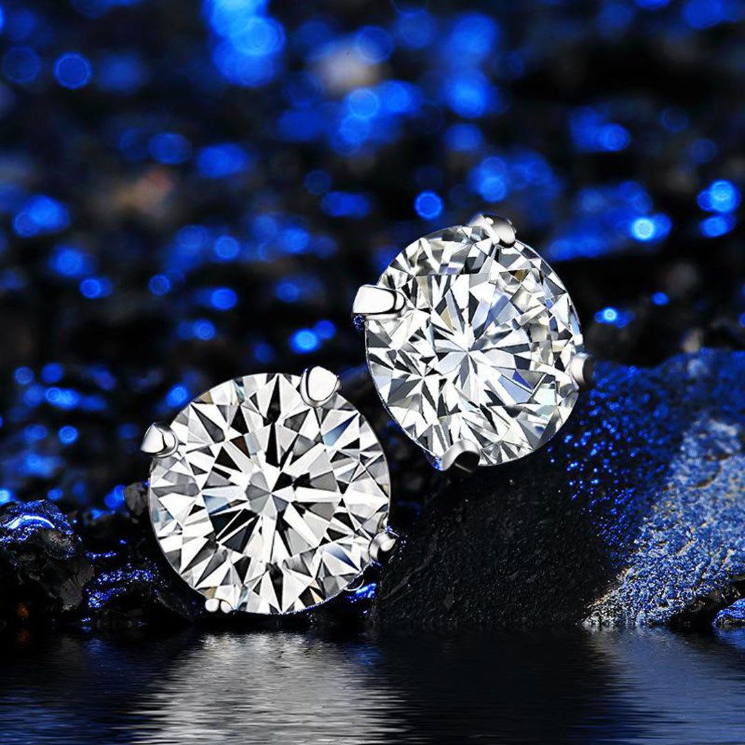 Women's & Men's Sier With Diamonds Round Square Colorful Earrings